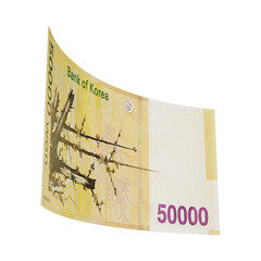 3D Asset - South Korean Currency Bill - 50000 Won Banknote with Isolated Background