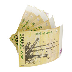 3D Asset - South Korean Currency Bill - 50000 Won Banknote with Isolated Background
