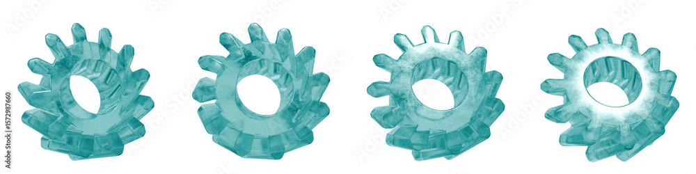 Poster set of 4 3d objects blue frosted ice isolated on a transparent background. object index 55. transpar