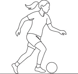 Female Soccer Player Line Art for Women in Sports and Athletic Design