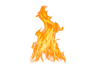 Isolated vibrant flame on white background, perfect for design elements