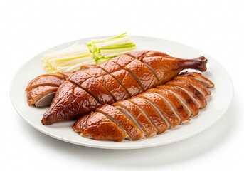 Peking duck on a Plate&nbsp;on white background isolated