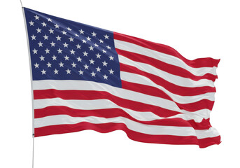 Obraz premium Waving american flag with stars and stripes isolated on transparent background