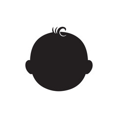Cute baby head silhouette isolated on white background