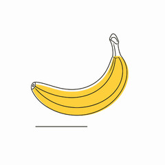 Vibrant Yellow Banana Graphic Illustration on White Background Simple Minimalist Design