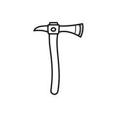 Simple outline drawing of a firefighter axe with a spike and serrated edge