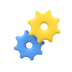Obraz premium Two gears are connected Isolated 3D Render Icon Illustration