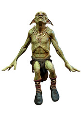 3D Rendering Fantasy Creature Hobgoblin on White