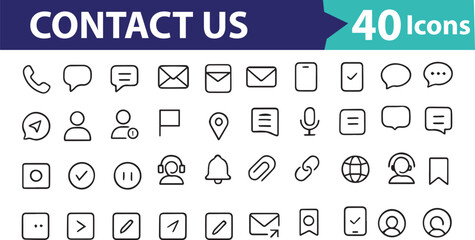 Contact Us Icon Set A Collection of Communication and Connection Symbols for Websites and User Interfaces