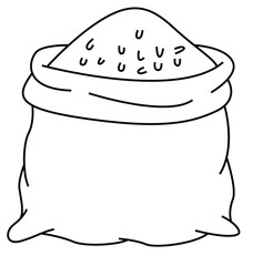 Cute cartoon hand drawn vector sack outline.