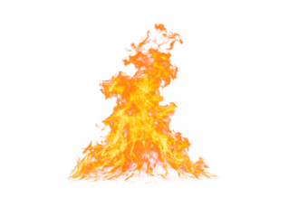 Isolated vibrant flames on a white background