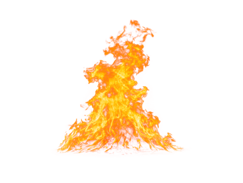 Isolated vibrant flames on a white background