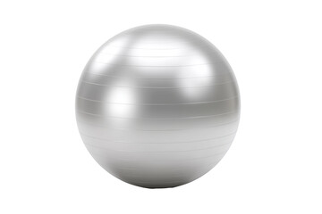 Silver gym exercise ball (fitball) isolated on a transparent or white background

