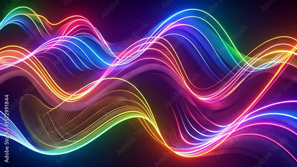 Poster e(s): neon wave lines with a mesmerizing blend effect