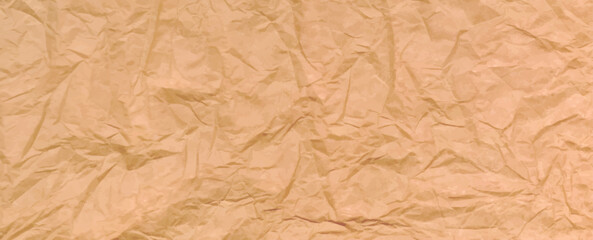 Crumpled brown paper texture. Abstract beige background with wrinkled cardboard texture. Vector illustration horizontal fold crumpled empty biodegradable orange paper template for posters and banners