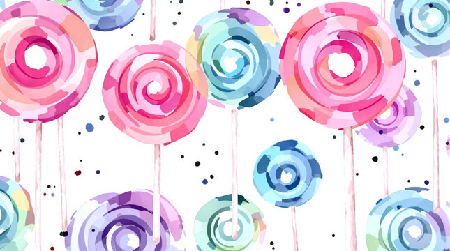Set of colorful sweet lollipops isolated on white background