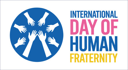 Many raised white hands reaching together inside a blue circle with bold text unity support