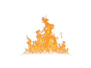Fire flames isolated on white background, hot and fiery