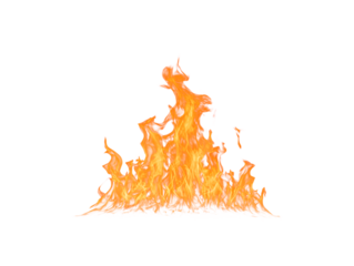 Fire flames isolated on white background, hot and fiery