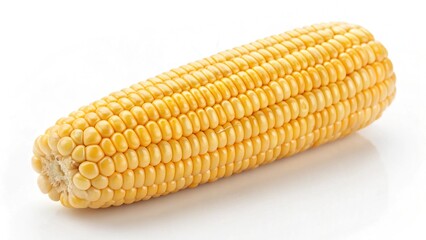 Fresh Yellow Corn on the Cob: Vibrant, Close-up Studio Shot, Isolated on White Background