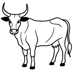Zebu Animal Line Art Vector