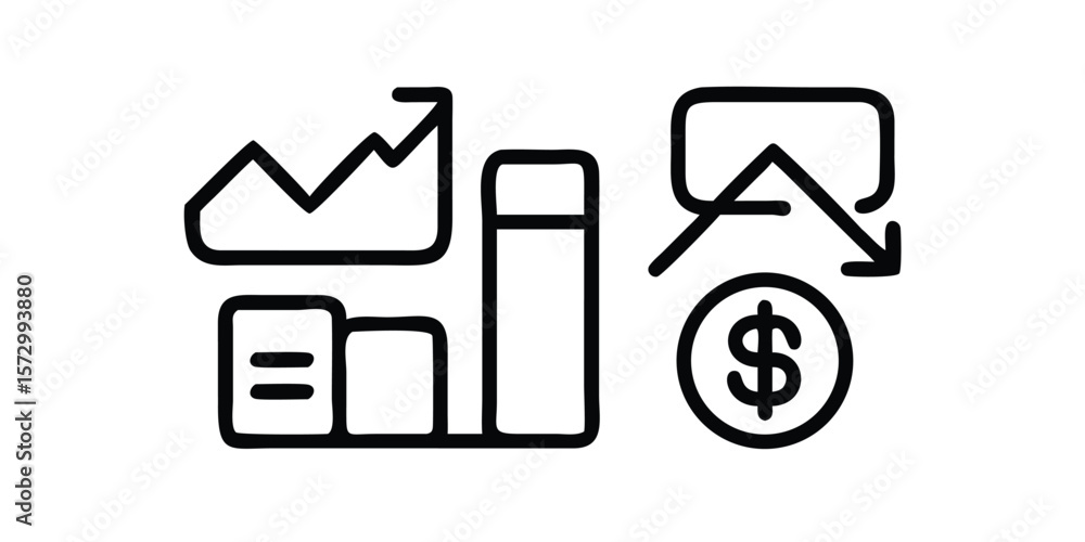 Poster trendy line style business icon set featuring a modern and minimalist design ideal for various busin