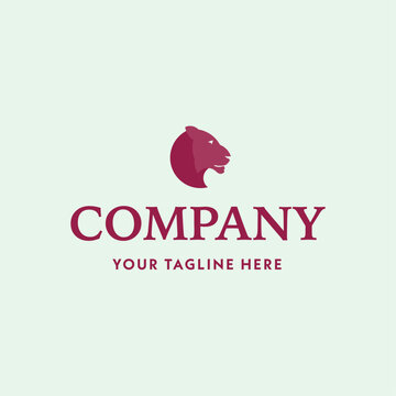Lioness Logo in Elegant Burgundy &ndash; Vector Branding Template with Feminine Power