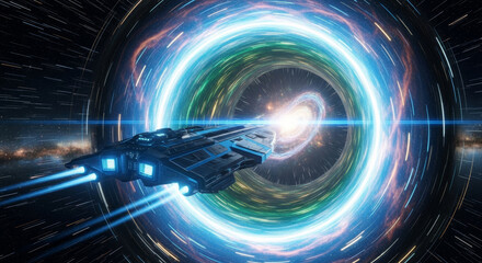 Obraz premium Wormhole Spacetime Shortcut