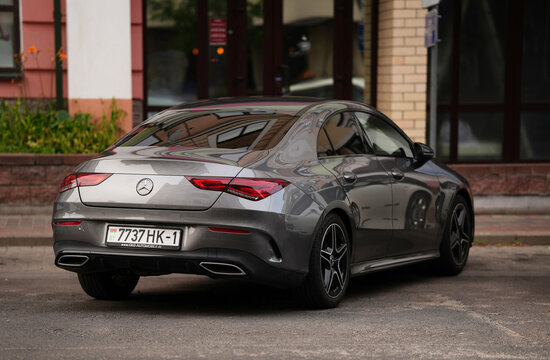 A modern Mercedes-Benz CLA II is parked in the city.