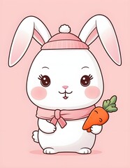 Cute Rabbit Character with Pink Accessories
