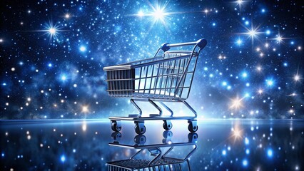 Celestial Shopping Cart: Silver Glitter Luxury E-commerce Design Element