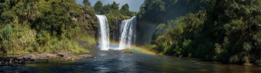 Waterfall adventure in nature hdr 360 degrees photography scenic view