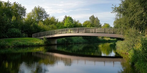 Obraz premium A modern minimalist bridge spanning a quiet river