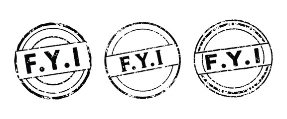 f.y.i. stamp set black and white silhouette vector illustration