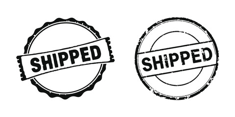 shipped delivery stamp icons black and white silhouette vector illustration