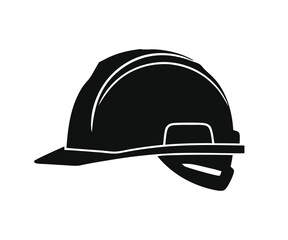 Fototapeta premium construction helmet profile black and white silhouette vector illustration
