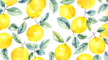 Hand drawn watercolor lemon Sicilian painting on white background. Fruit vector illustration. Pattern watercolor fruit.