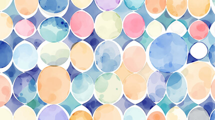 Watercolor seamless pattern with bubles and circles. Abstract geometric pattern. Colorful hand painted watercolor circles on white background	