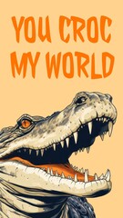 Fototapeta premium Crocodile pun quote mobile wallpaper template