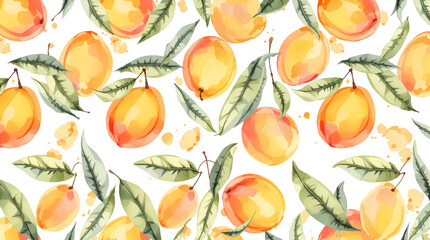 Persimmon seamless pattern. vector illustration ripe persimmon isolated on white background