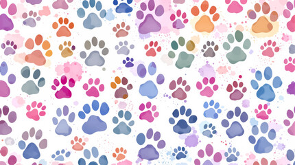 Vibrant Watercolor Paw Prints: A Colorful Canine Canvas