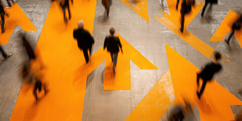 business people walking forward in one direction arrow up, concept of lead generation, career path ambition opportunity