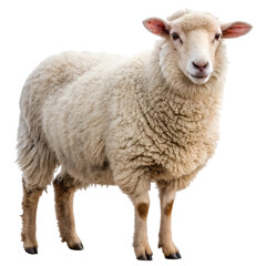 Fototapeta premium Cute fluffy sheep perfectly isolated with transparency for design and creative projects 