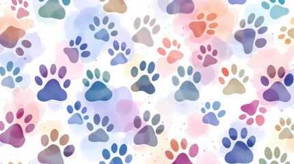 Vibrant Watercolor Paw Prints: A Colorful Canine Canvas