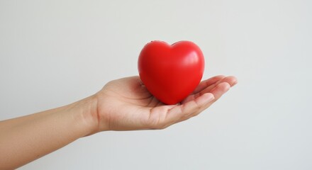 Fototapeta premium Holding Love – Red Plush Heart on Palm