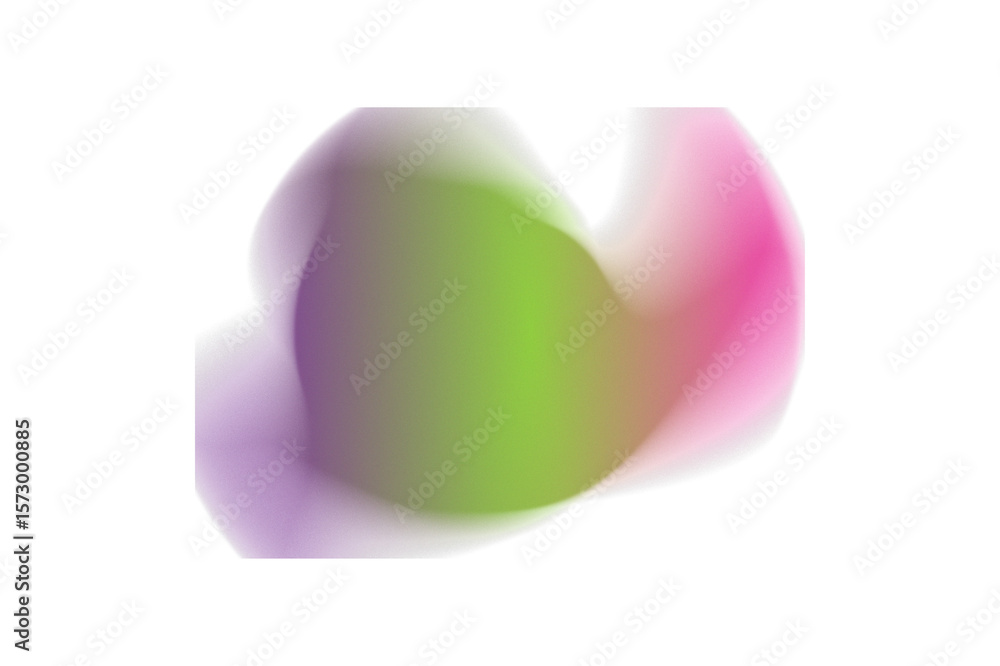Poster abstract gradient blob with purple green pink hues isolated on a transparent background shape