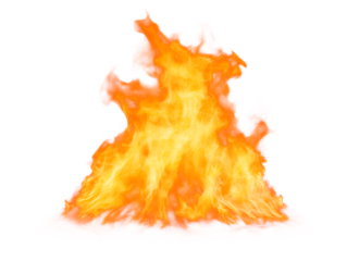 Bright orange flames isolated on a white background