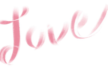 A handwriting illustration of the wording 'Love' in a transparent image (PNG), for special occasions such as Valentine's Day, anniversaries, an idea for a souvenir, postcard, or artwork.