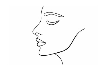 Elegant profile face line art woman