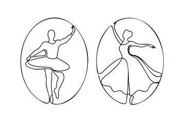 Elegant ballet dancers in circular frames performance © nidrarani